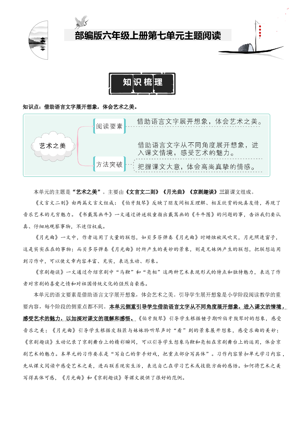 第7单元主题阅读（知识梳理+精选阅读）六年级语文上册 部编版.docx 第1页