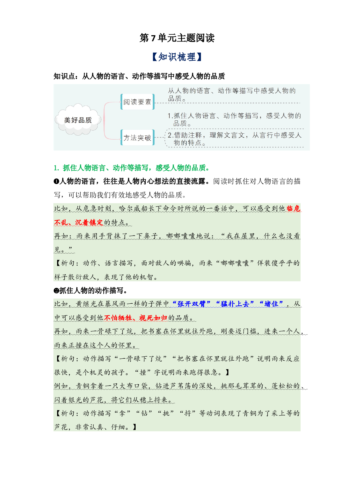 第7单元主题阅读（知识梳理+精选真题阅读）-2022-2023学年语文四年级下册（部编版）.docx 第1页