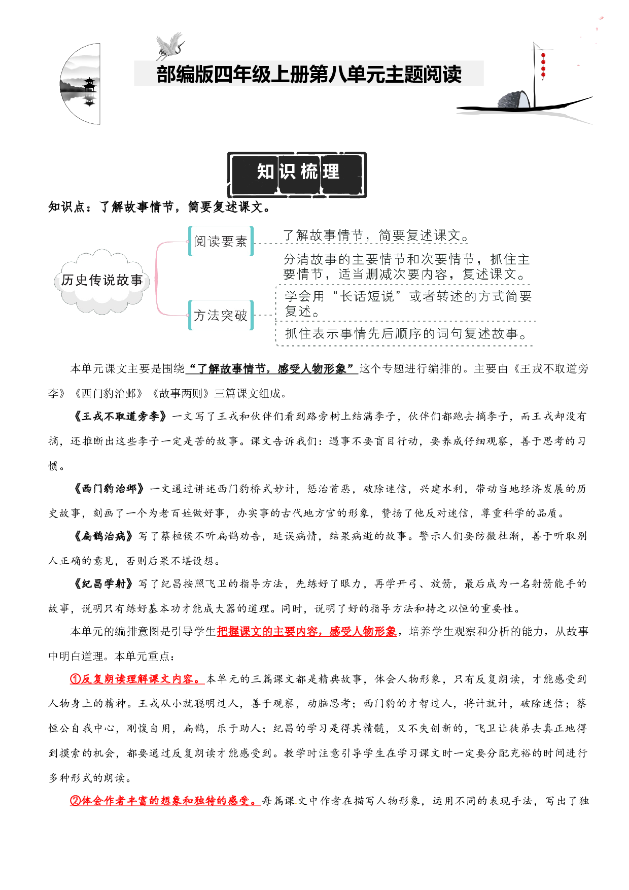 第8单元主题阅读（知识梳理+精选阅读）四年级语文上册 部编版.docx 第1页