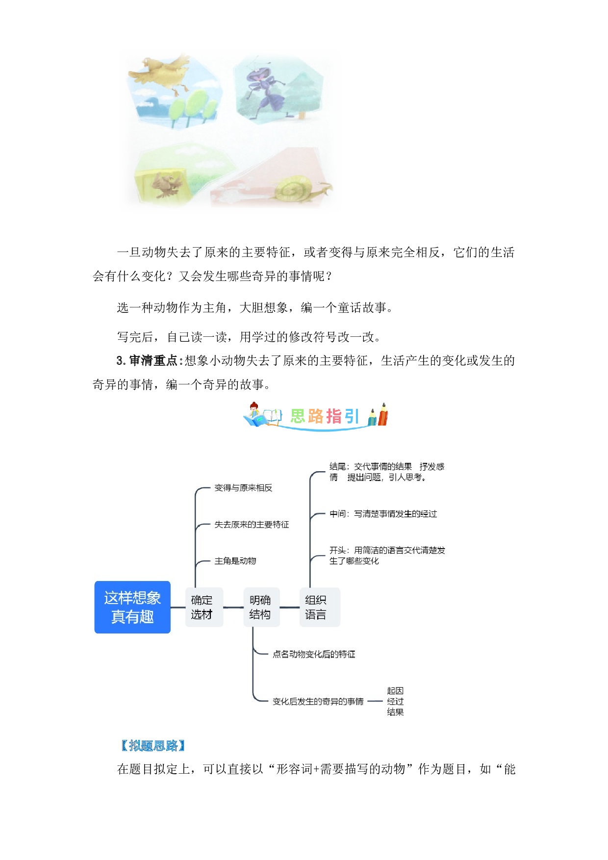 第八单元作文：这样想象真有趣-写作指导+范文赏析+病文升格（教案）-2022-2023学年三年级语文下册单元作文素材积累（部编版）.docx 第2页