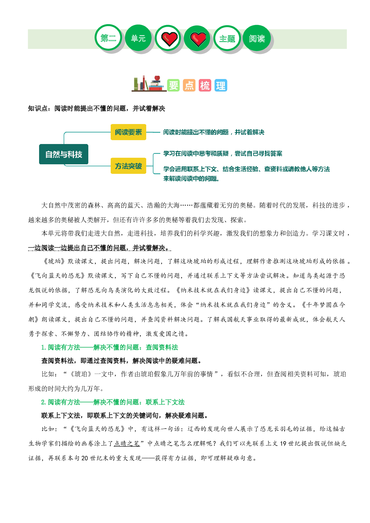第二单元（知识梳理+精选阅读）-2022-2023学年四年级语文下册单元主题阅读理解（部编版）.docx 第1页