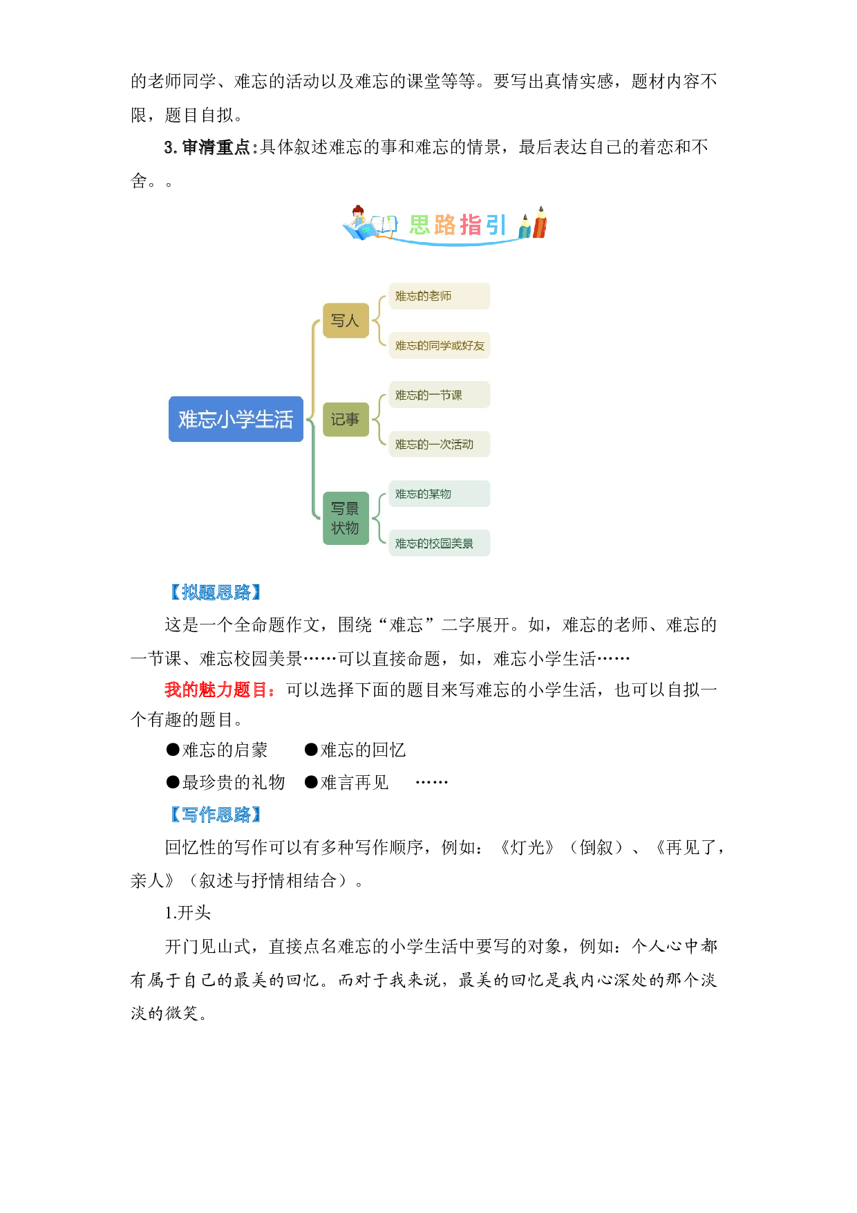 第六单元作文：难忘小学生活-写作指导+范文赏析+病文升格（教案）-2022-2023学年六年级语文下册单元作文素材积累（部编版）.docx 第2页