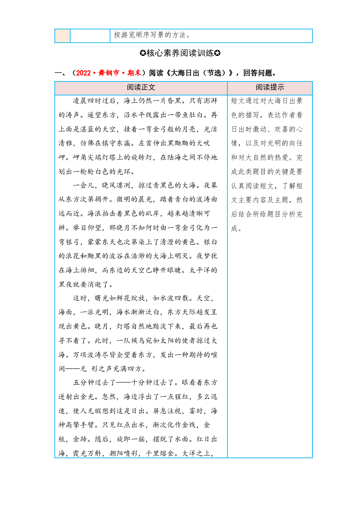 第五单元 按游览的顺序写景物（课外阅读）-2022-2023学年四年级语文下册单元核心素养阅读（部编版）.docx 第2页