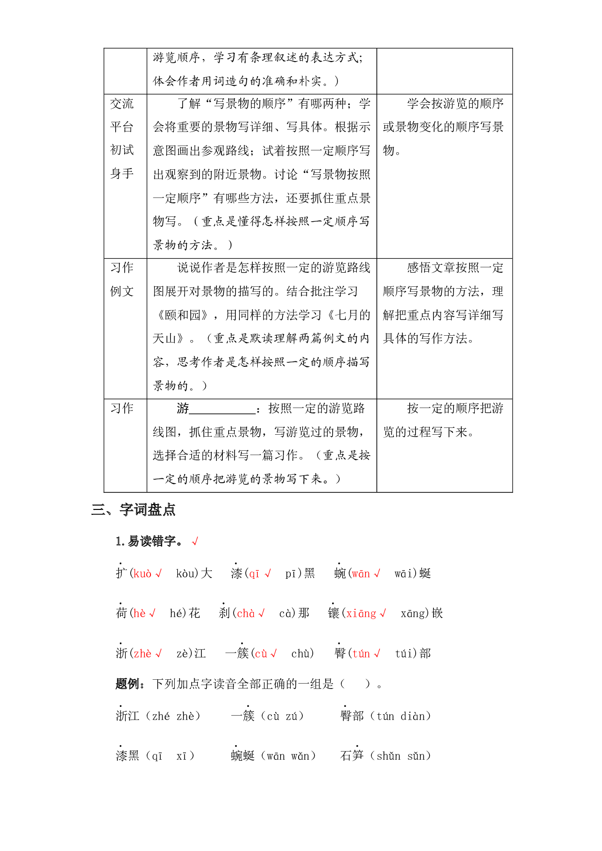 第五单元知识盘点（含字词、佳句、感知、考点）四年级语文下册 部编版.docx 第2页