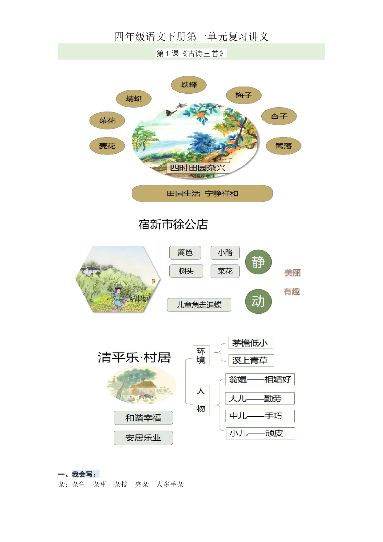 第一单元四年级语文下册 部编版.docx 第1页