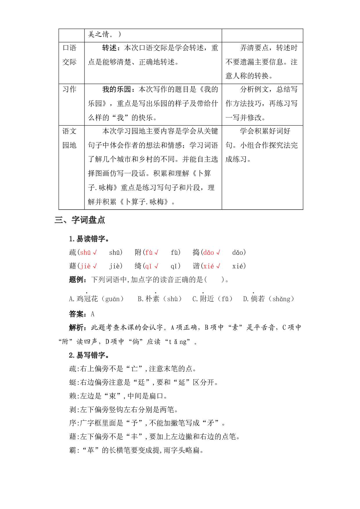 第一单元知识盘点（含字词、佳句、感知、考点）四年级语文下册  部编版.docx 第2页