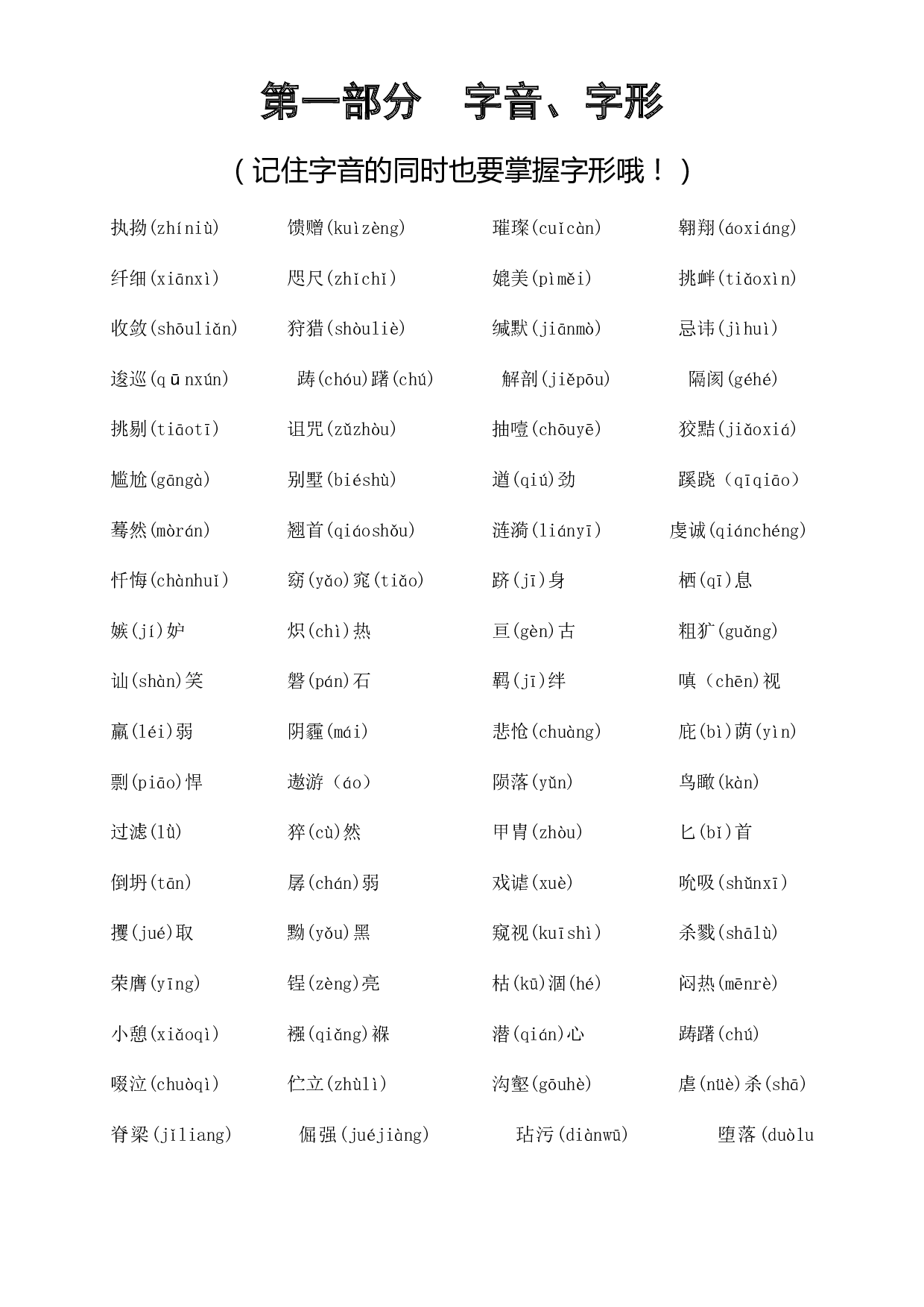 六年级下册语文-小升初专项复习：1 字音、字形-部编版.docx 第1页