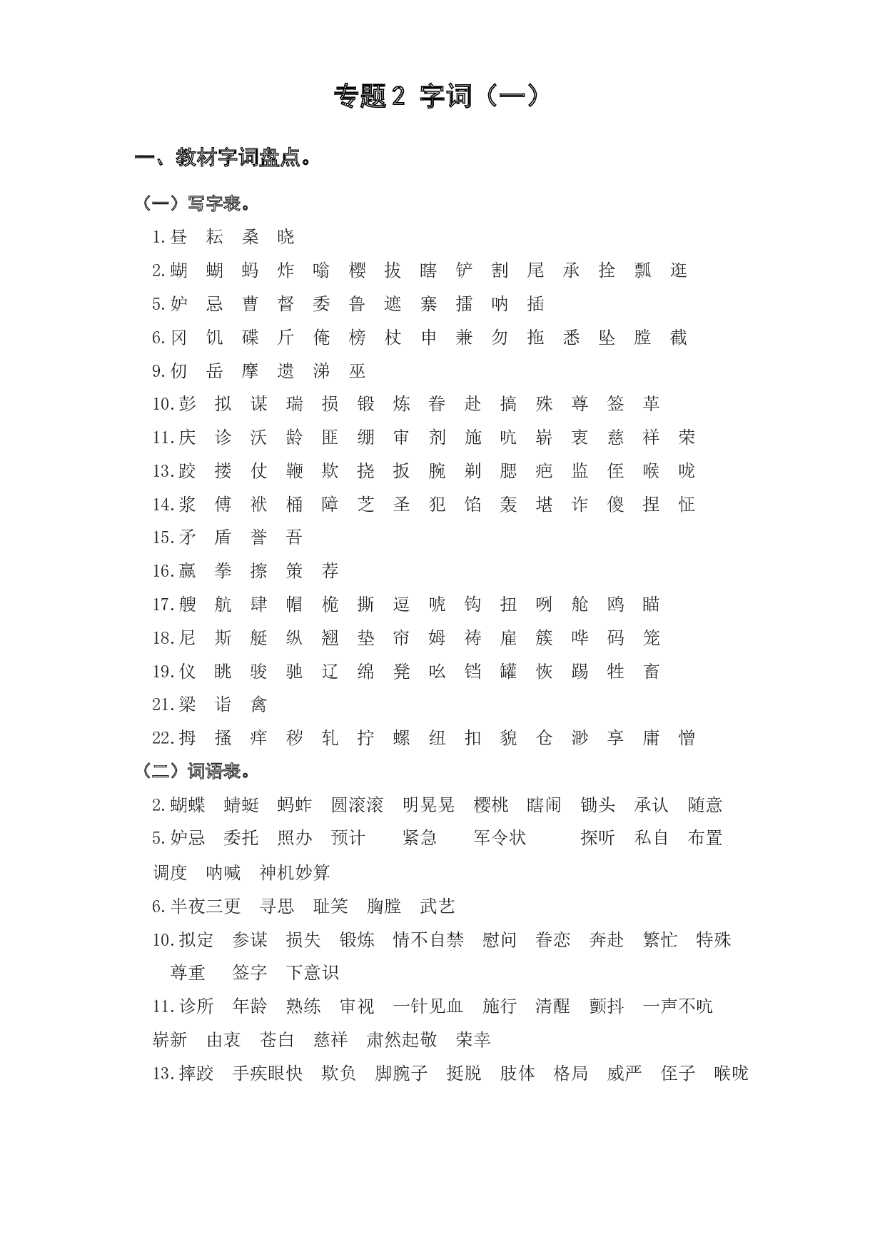 2 字词（一）（知识盘点+试题）-2022-2023学年五年级语文下册期末复习.docx 第1页