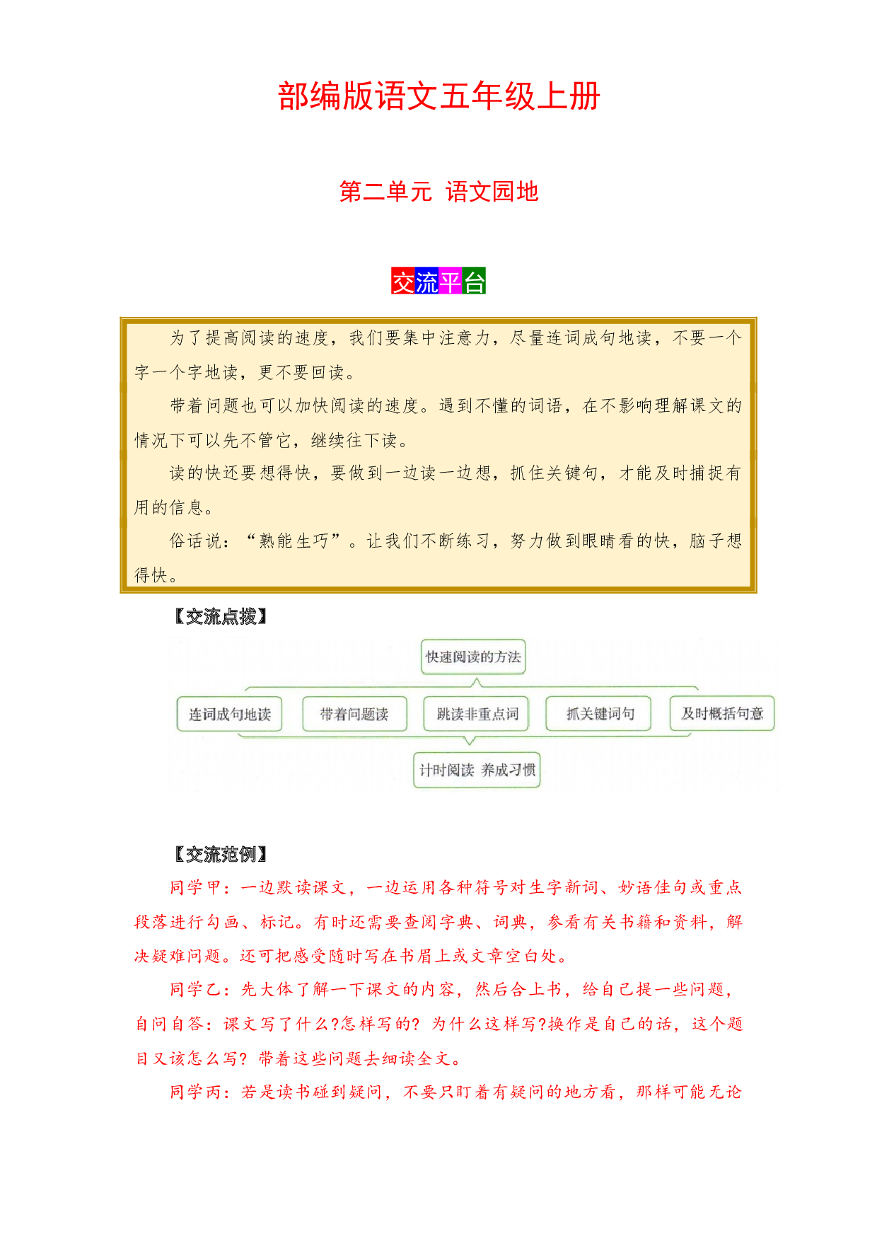 【学霸课堂笔记】语文五年级上册 语文园地二 部编版.docx 第1页