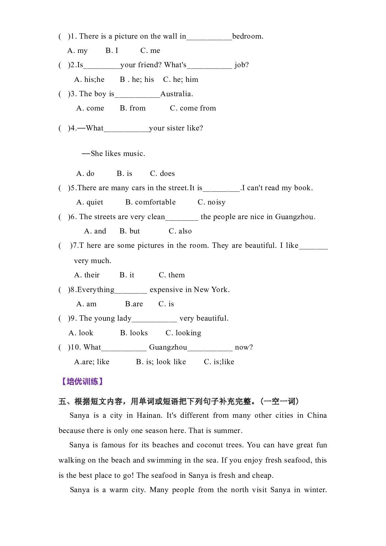 寒假复习六年级上册英语 Unit3 Where are you from 教科版（广州含参考答案）.doc 第2页