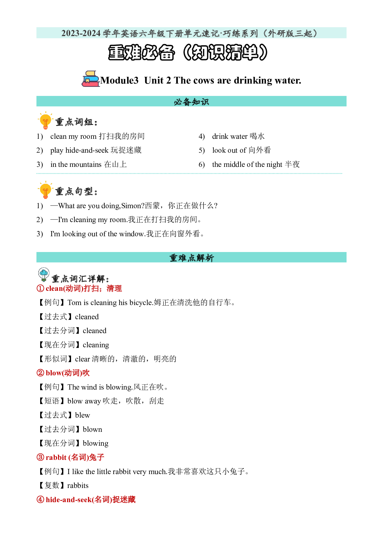 M3U2重难必备-2023-2024学年英语六年级下册单元hz102系列（外研版三起）.docx 第1页