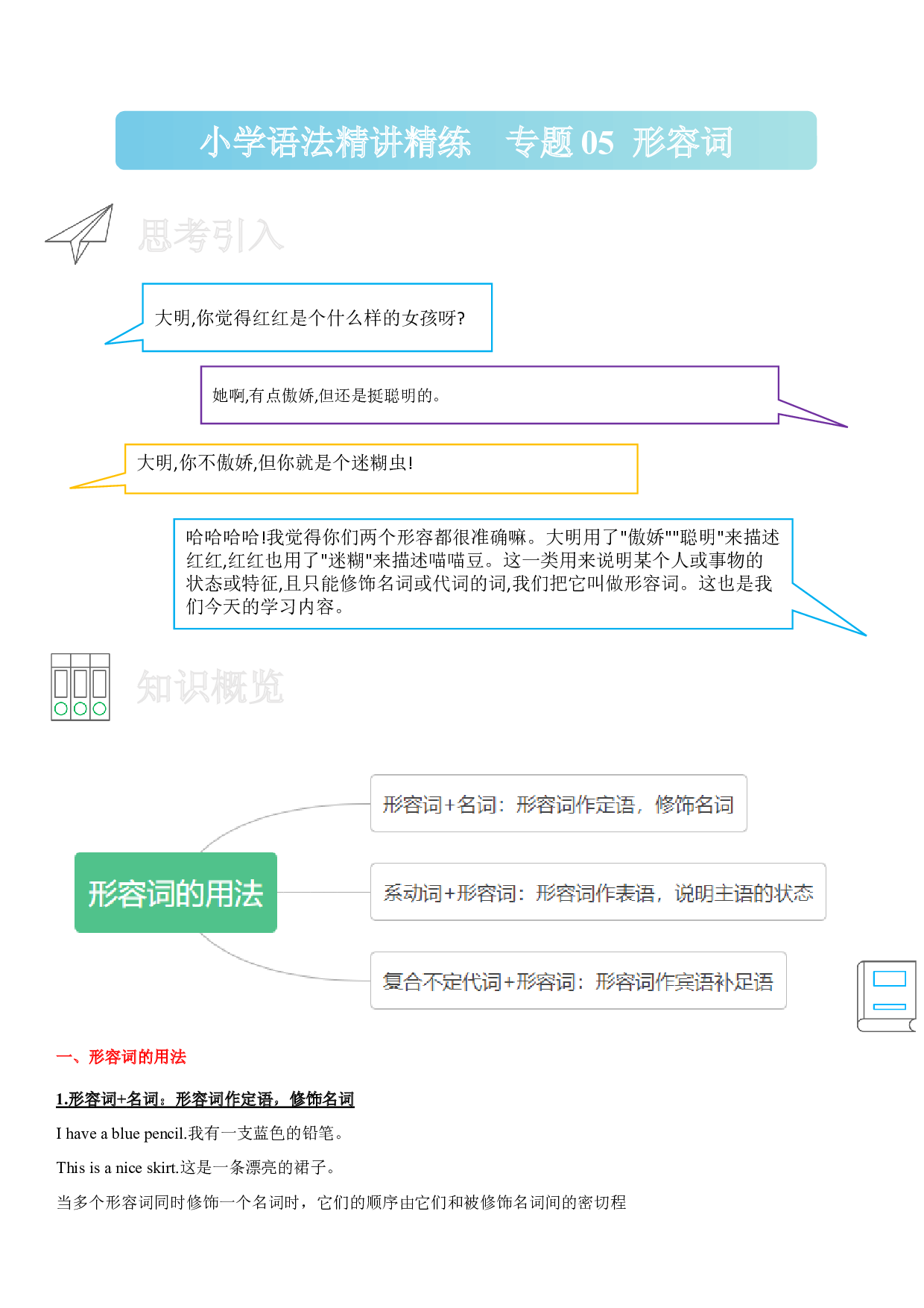 05 形容词-小学语法精讲精练（附口诀、练习和答案）.docx 第1页