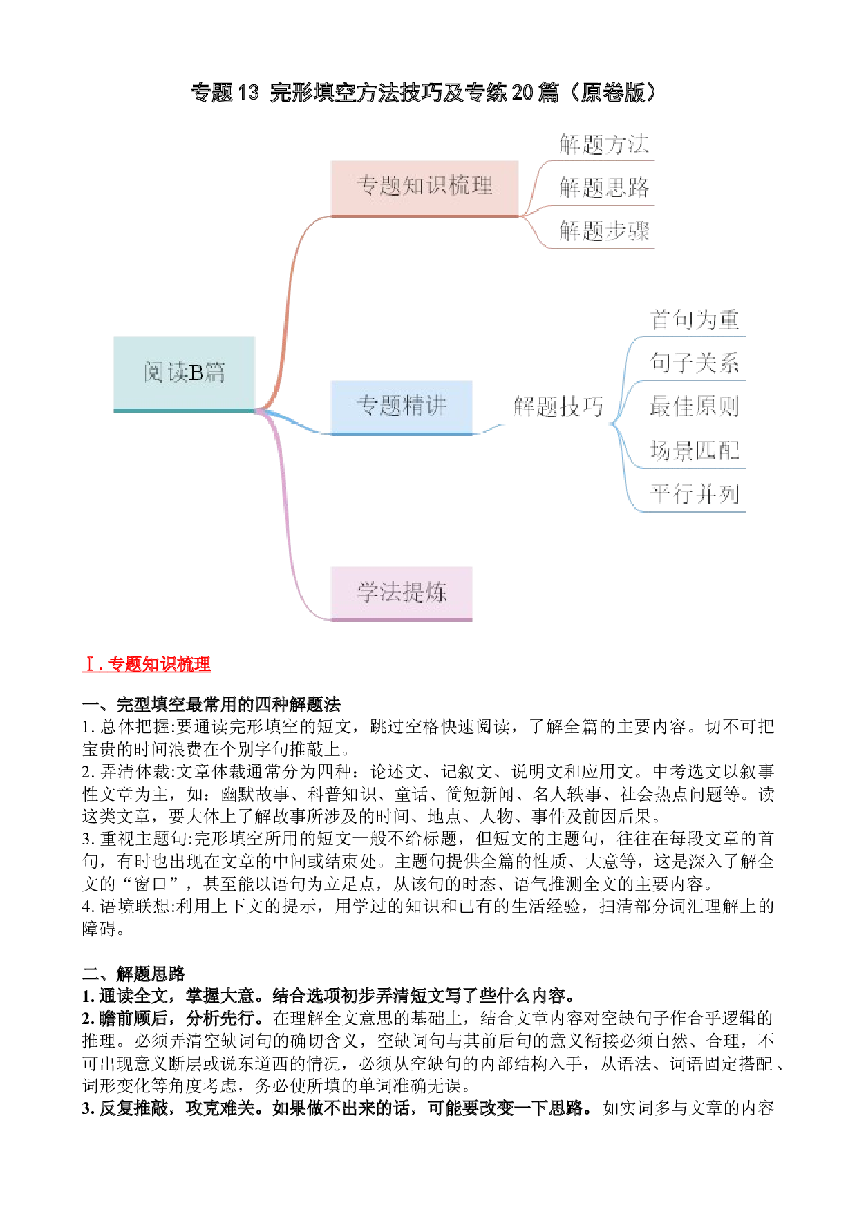 13 完形填空方法技巧及专练20篇（原卷版）-2021-2022学年六年级英语下学期期末考点大串讲（牛津上海版）.docx 第1页