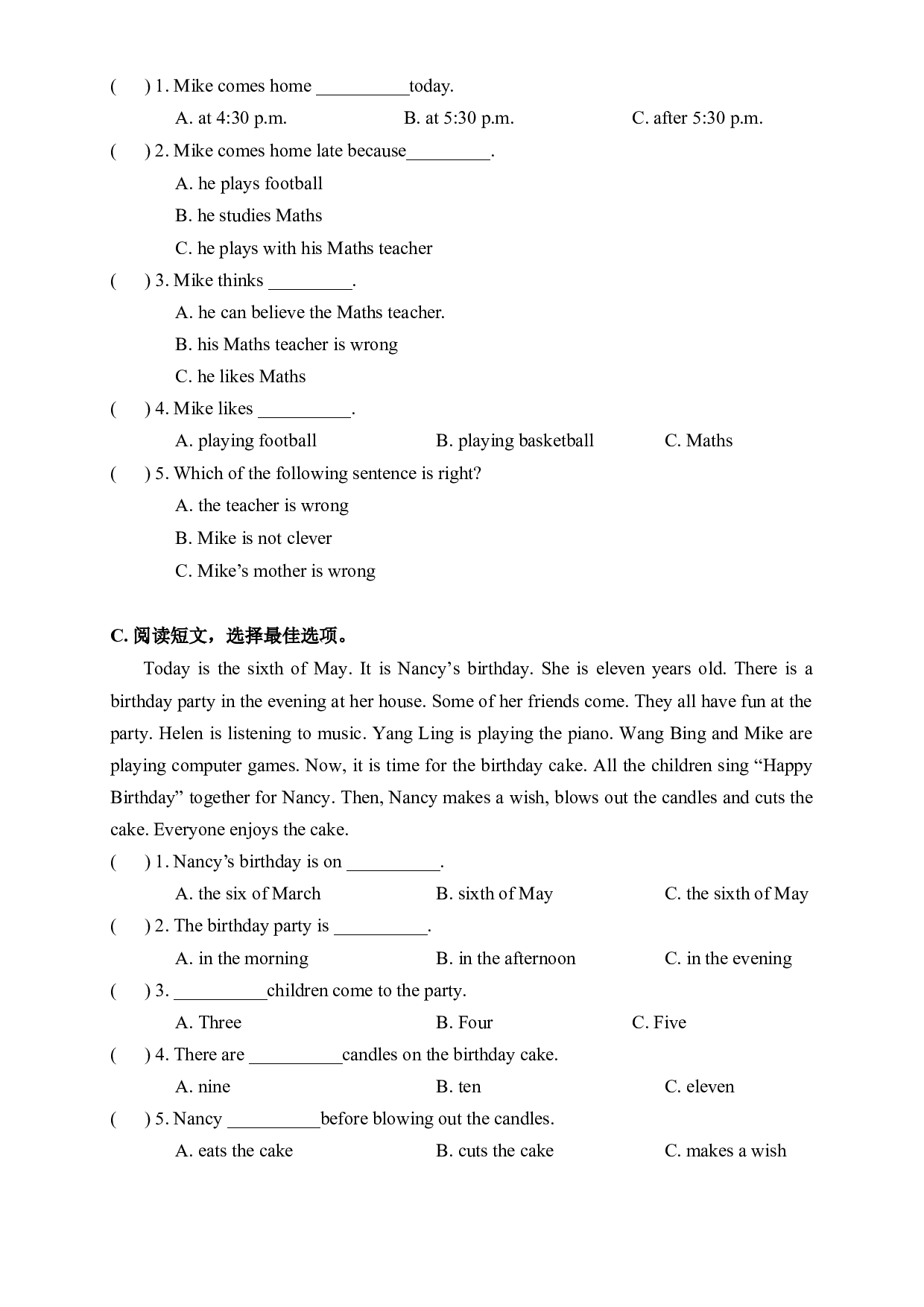 【期末易错题分类汇编】阅读理解（综合篇） 译林版（三起） 五年级下册.docx 第2页