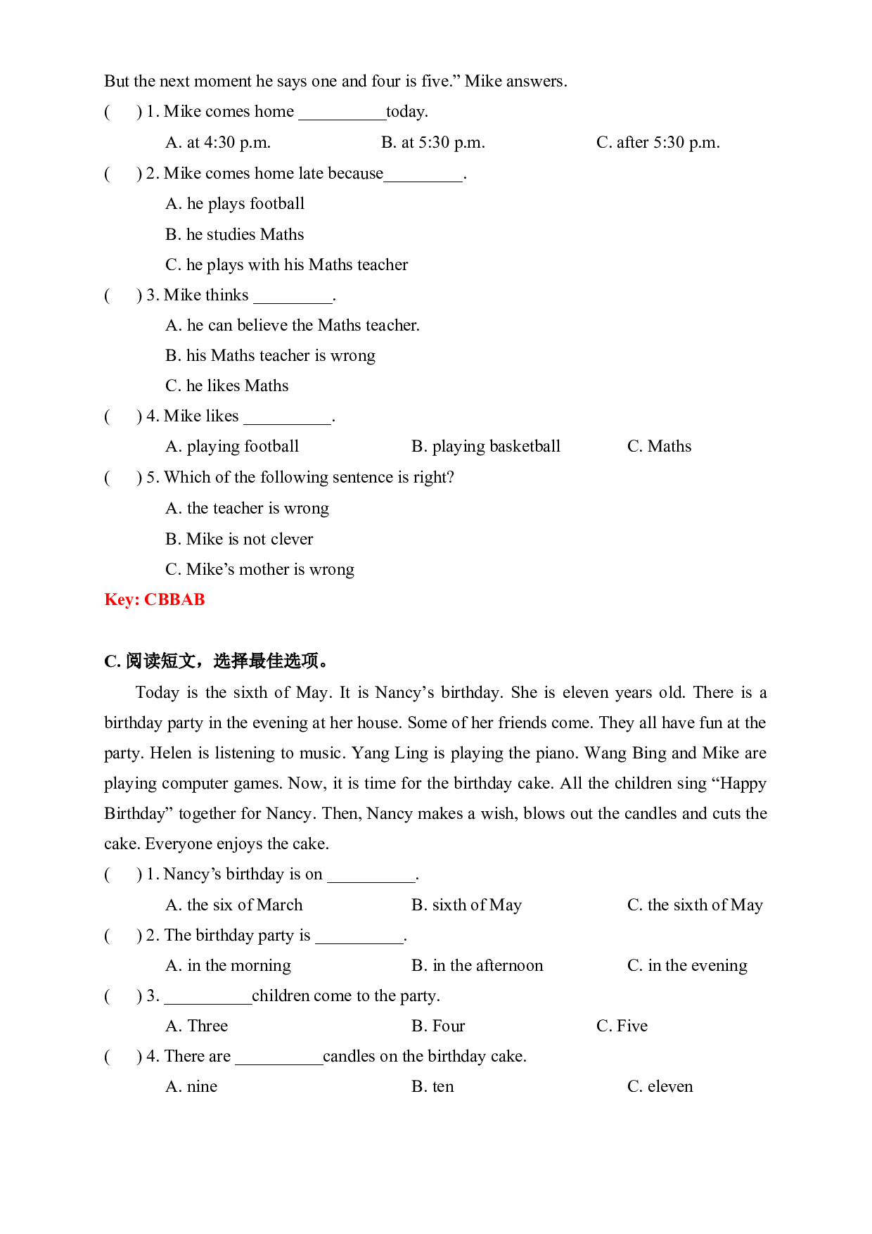 【期末易错题分类汇编】阅读理解（综合篇） 译林版（三起） 五年级下册（答案版）.docx 第2页