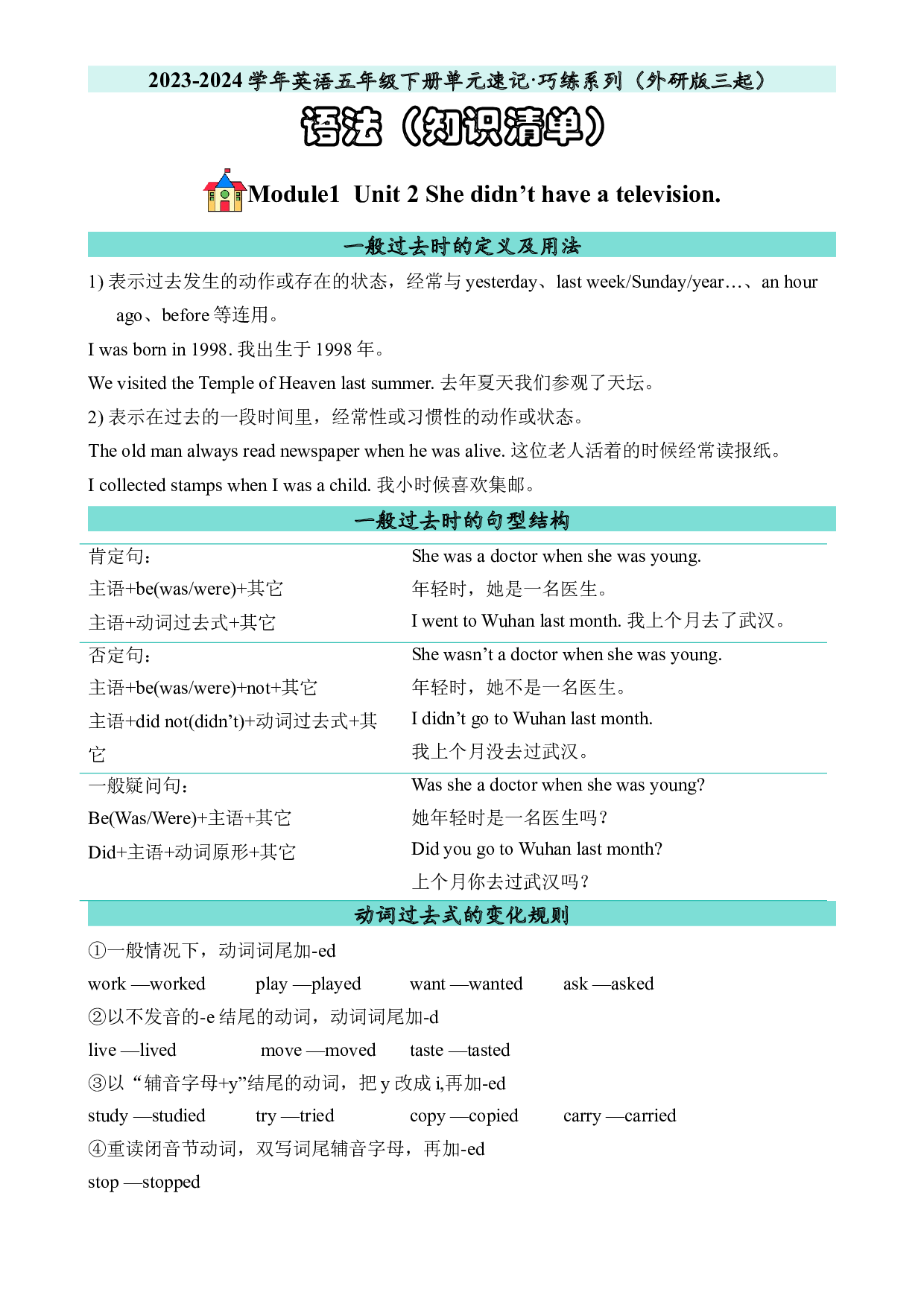 M1U2语法-2023-2024学年英语五年级下册单元hz102系列（外研版三起）.docx 第1页