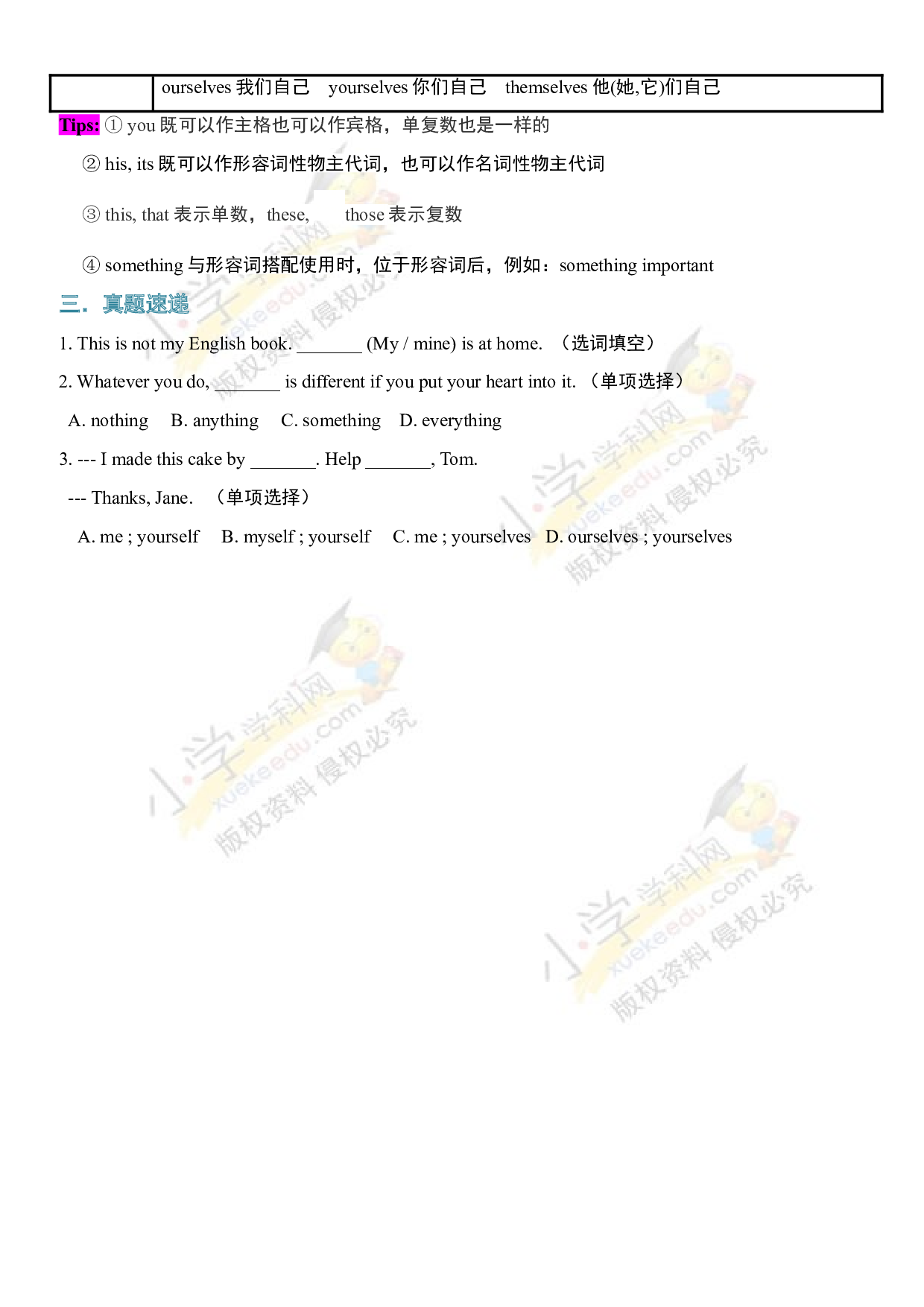 （连载考点梳理）小升初英语 考点10&mdash;&mdash;代词 全国通用.doc 第2页