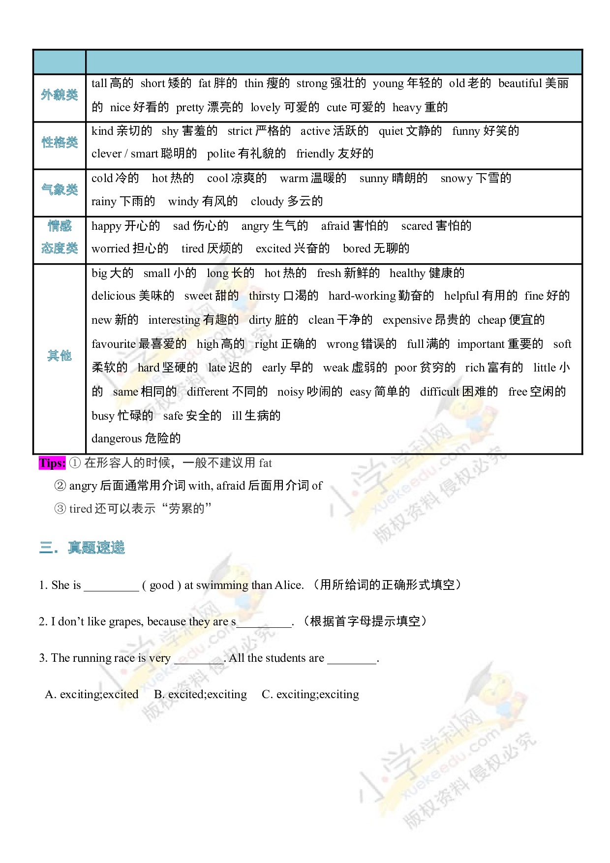 （连载考点梳理）小升初英语 考点03&mdash;&mdash;形容词  全国通用.doc 第2页