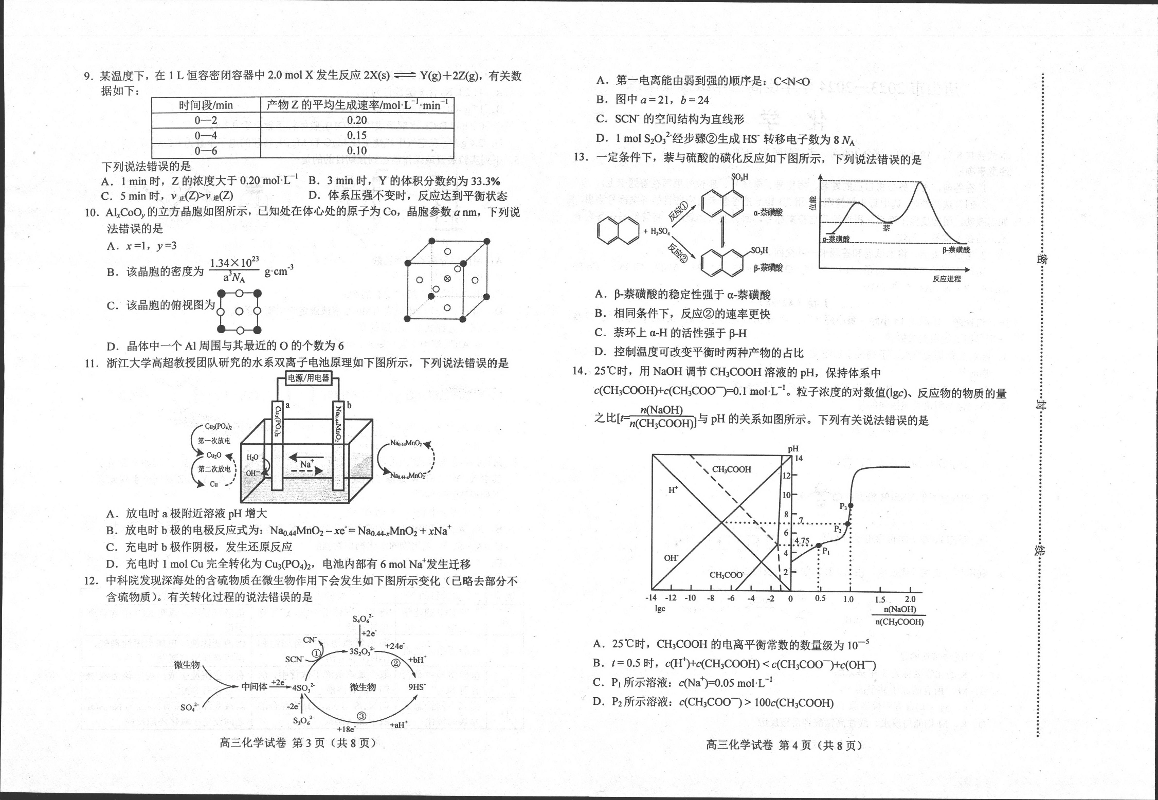 河北省唐山市2023-2024学年高三上学期摸底演练 化学.pdf 第2页