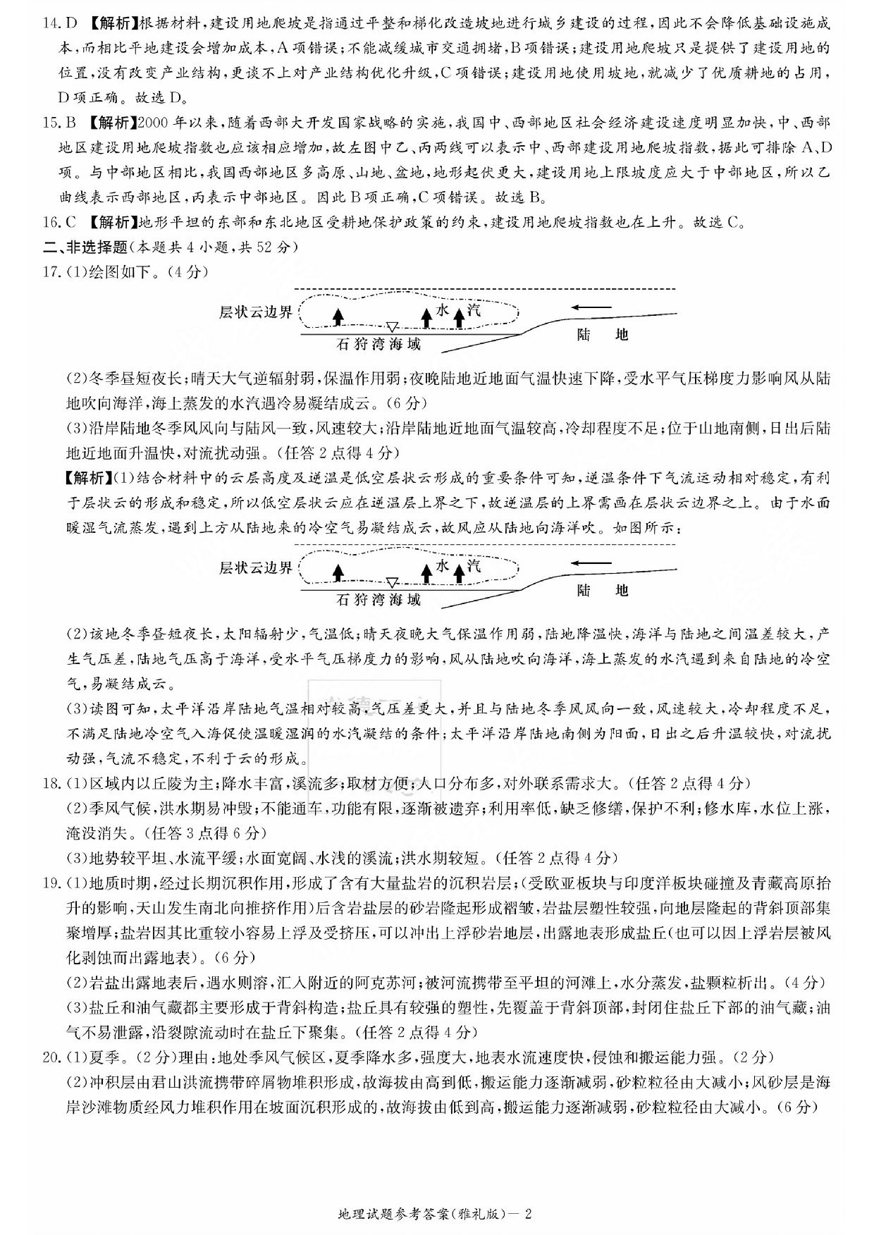 湖南省雅礼中学2024届高三月考试卷（一）地理答案.pdf 第2页
