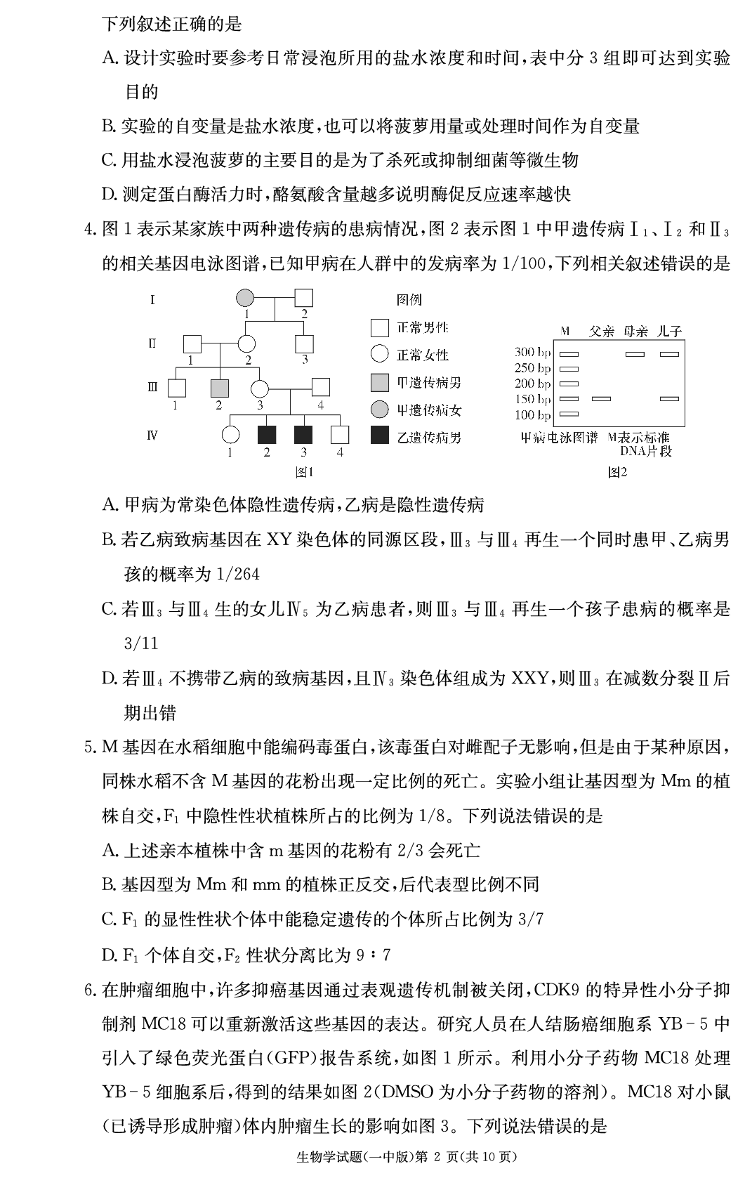 湖南省长沙市第一中学2023-2024学年高三上学期月考卷（三）生物.pdf 第2页