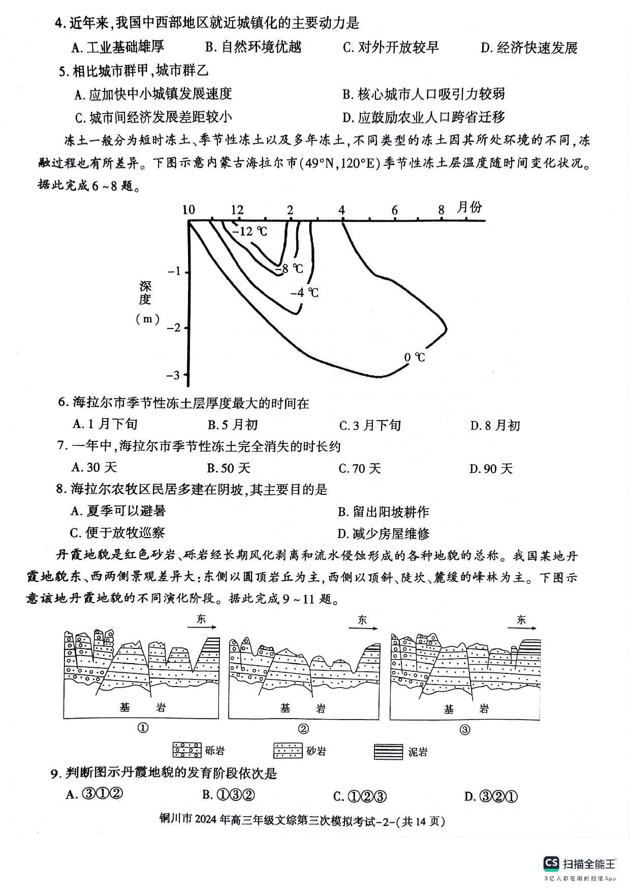 陕西省铜川市2024届高三下学期第三次模拟考试 文综 PDF版含答案.pdf 第2页