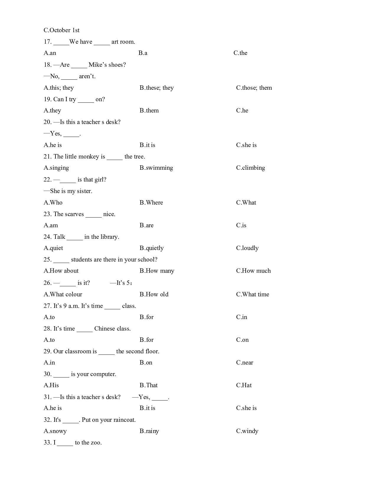 5A寒假专项练习2&mdash;&mdash;单项选择 牛津上海版（试用本）.docx 第2页