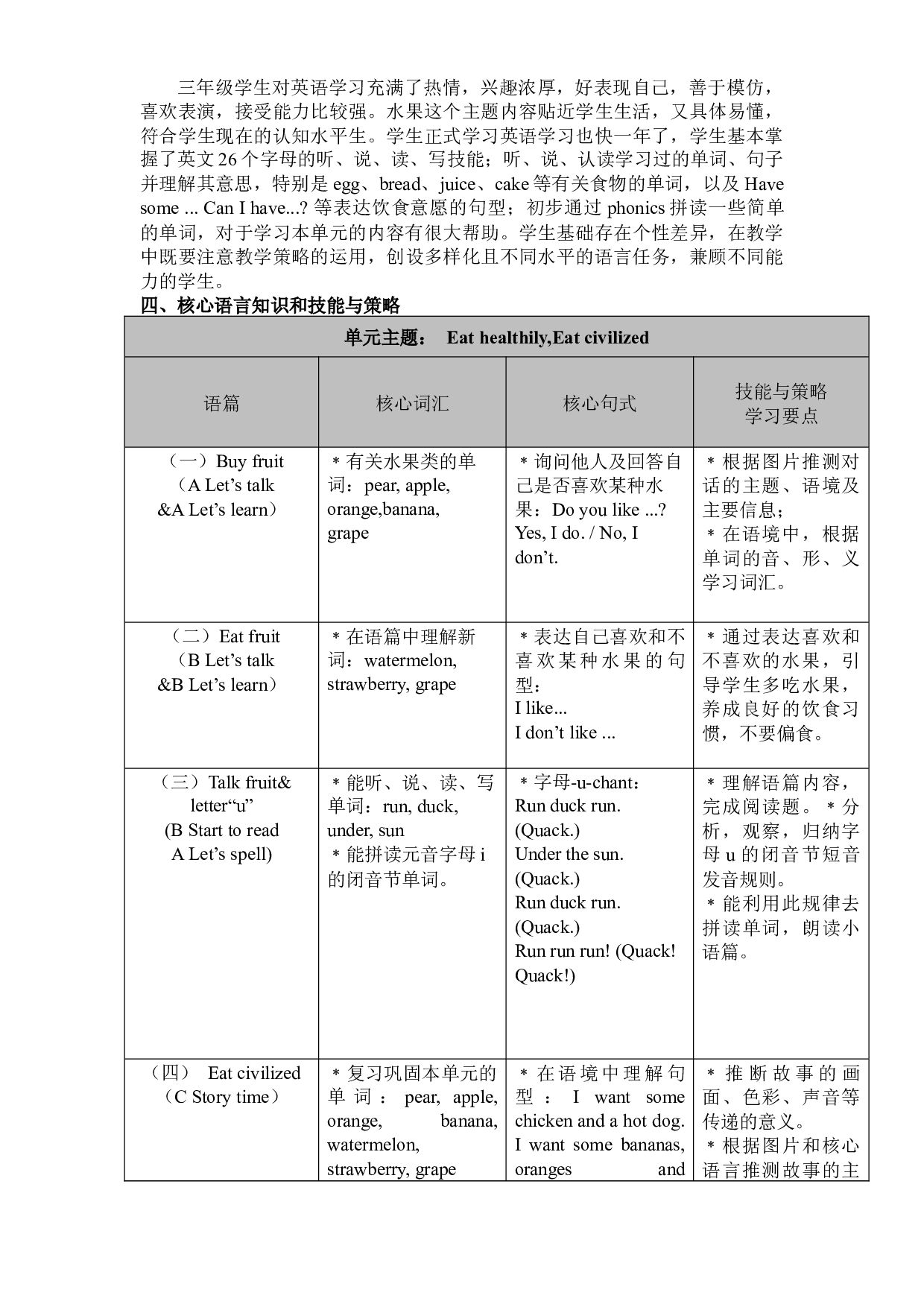Unit 5 Do you like pears？大单元整体教学设计-2023-2024学年小学英语三年级下册（人教PEP版）.docx 第2页