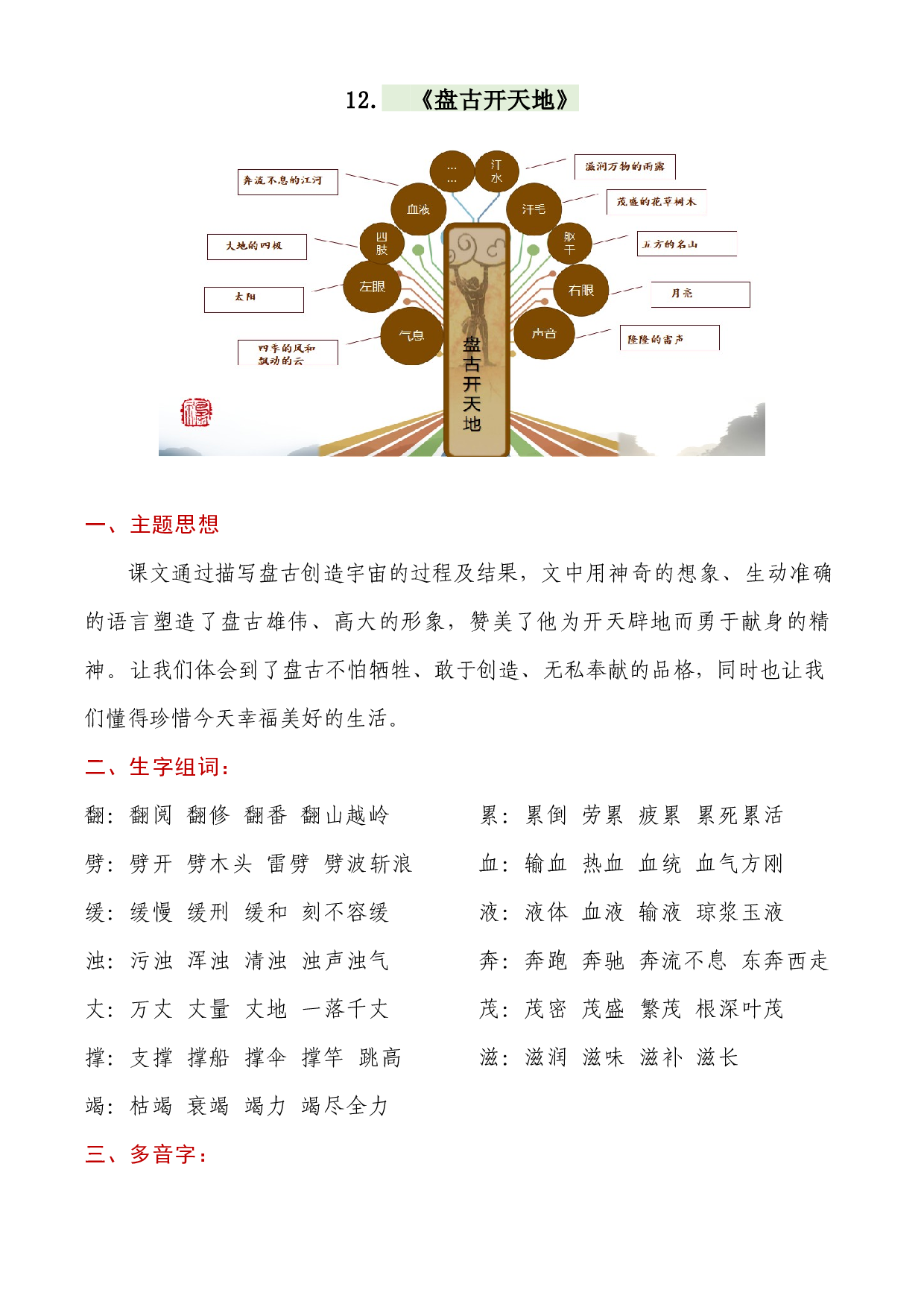 四年级语文上册第四单元（知识梳理+单元检测）.docx 第2页