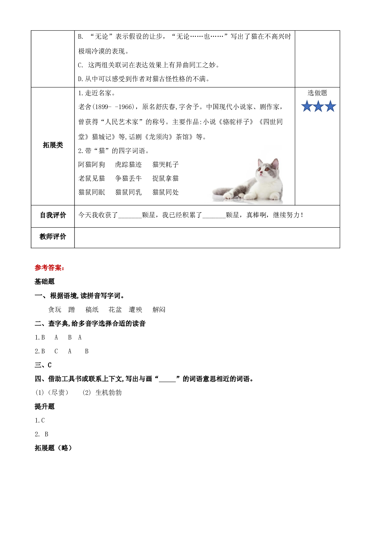 第13课《猫》第一课时四年级语文下册部编版.docx 第2页