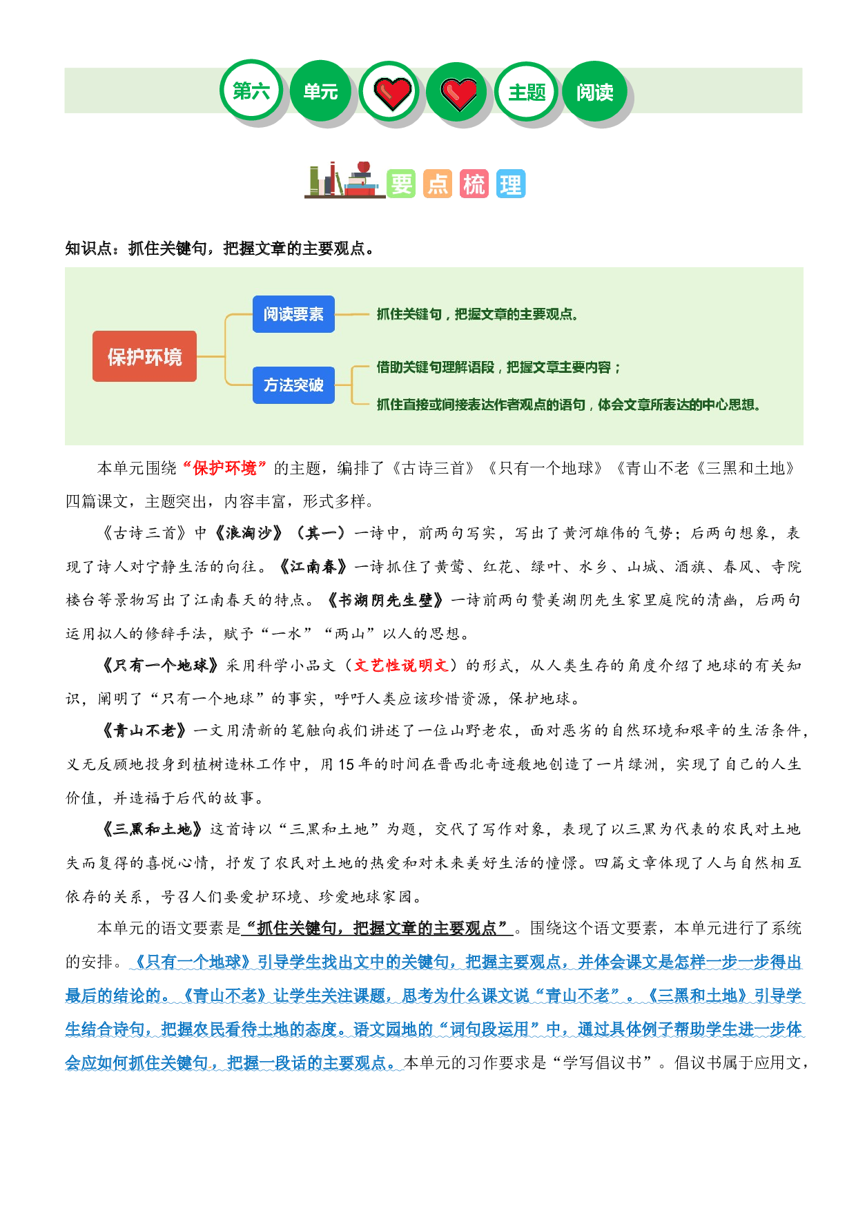 第六单元&ldquo;保护环境&rdquo;（主题阅读）-2023-2024学年六年级语文上册阅读理解（统编版）.docx 第1页