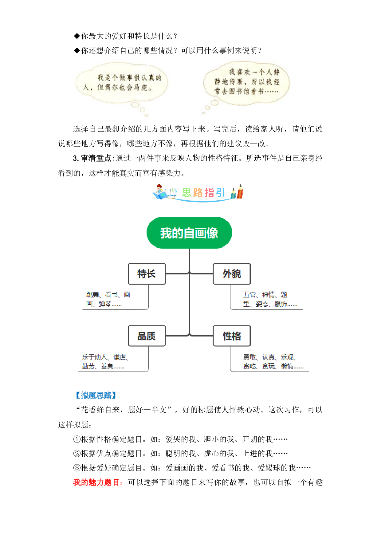 第七单元 作文：我的&ldquo;自画像&rdquo;-写作指导+范文赏析+病文升格（教案）-2022-2023学年四年级语文下册单元作文素材积累（部编版）.docx 第2页