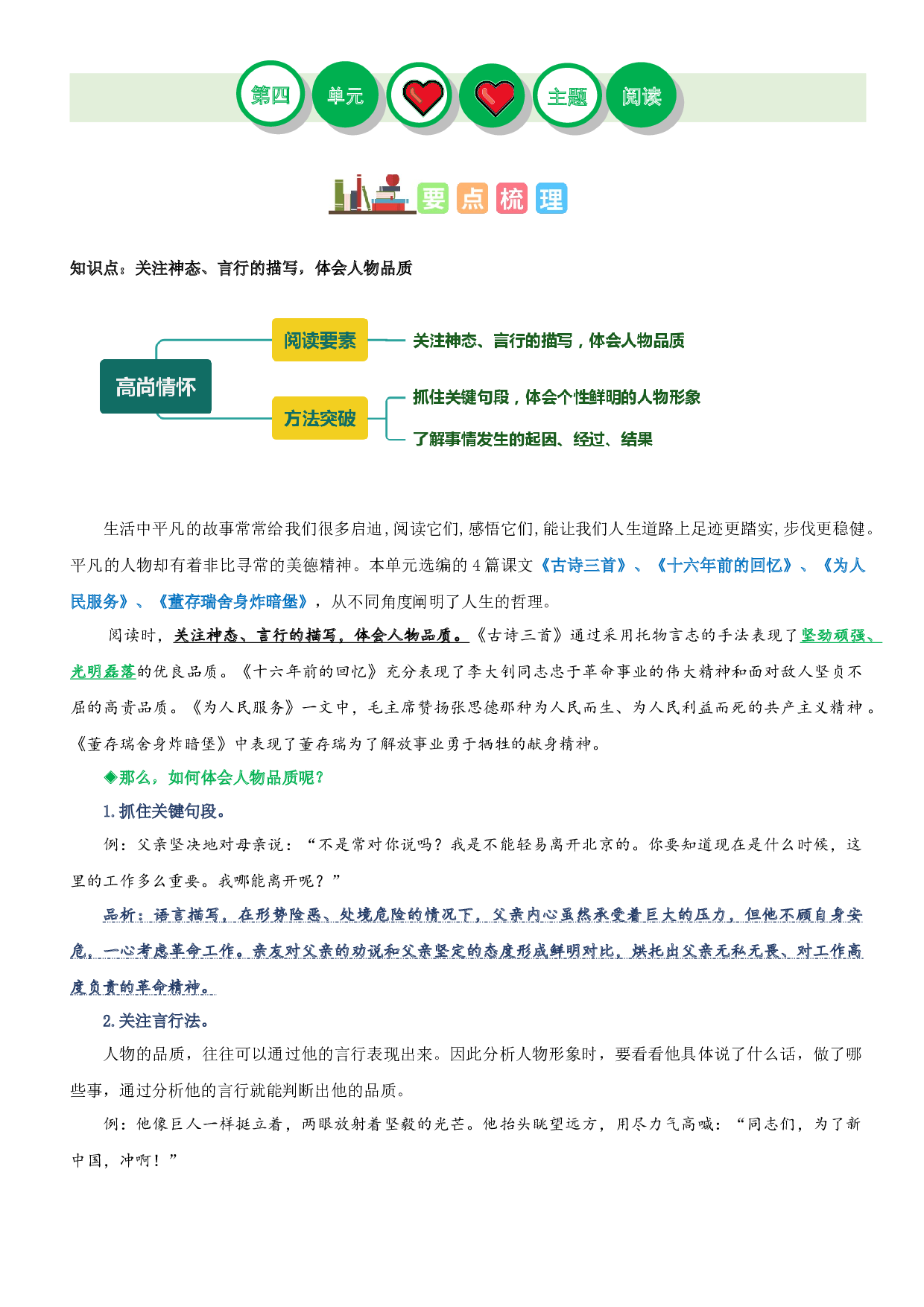 第四单元（知识梳理+精选阅读）-2022-2023学年六年级语文下册单元主题阅读理解（部编版）.docx 第1页