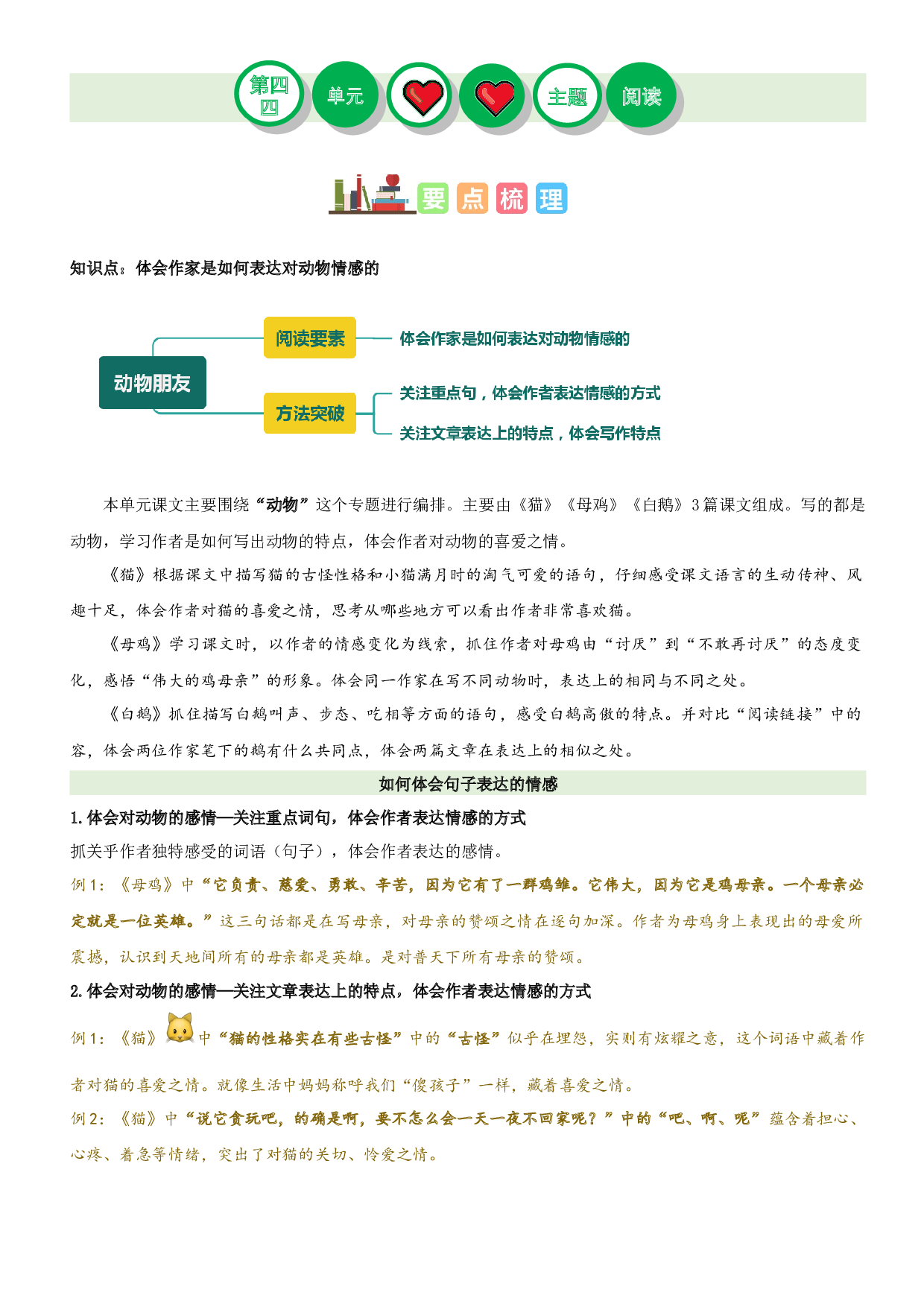 第四单元（知识梳理+精选阅读）-2022-2023学年四年级语文下册单元主题阅读理解（部编版）.docx 第1页