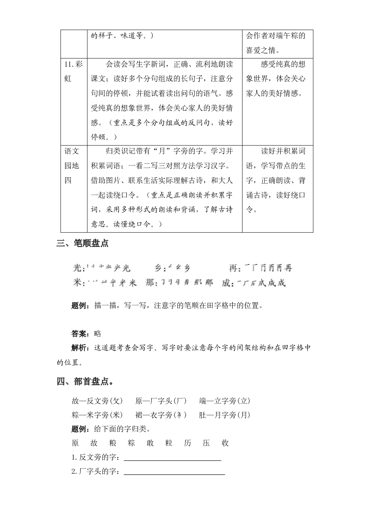 第四单元知识盘点（含字词、佳句、感知、考点）一年级语文下册 部编版.docx 第2页