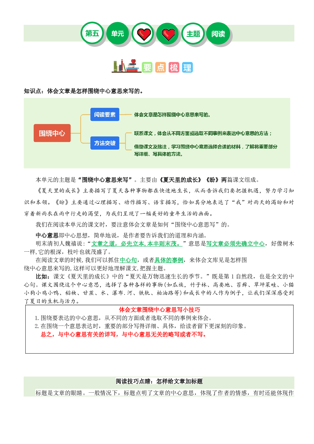 第五单元&ldquo;围绕中心&rdquo;（主题阅读）-2023-2024学年六年级语文上册阅读理解（统编版）.docx 第1页
