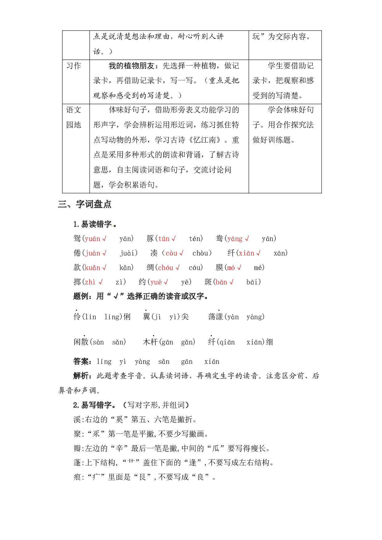 第一单元知识盘点（含字词、佳句、感知、考点）三年级语文下册 部编版.docx 第2页
