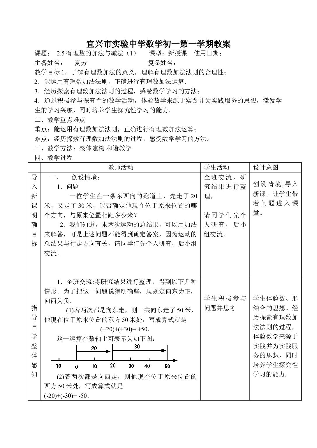 苏科版七年级数学上册第2章2.5《有理数的加法与减法（1）》2024教学设计.doc 第1页