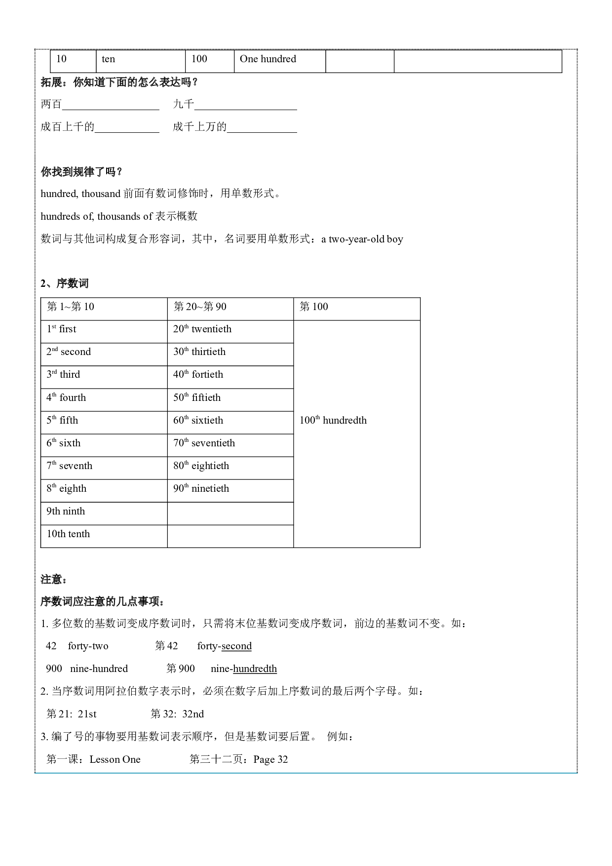 2023-2024学年小升初英语精美讲义+练习第12讲  数词 （牛津上海版试用本）（学生版）.docx 第2页