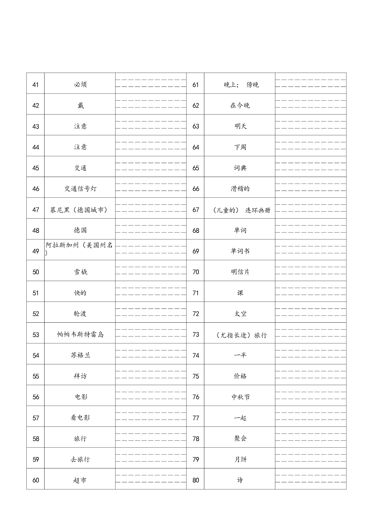 单词专项练习（试题）人教PEP版英语六年级上册.docx 第2页