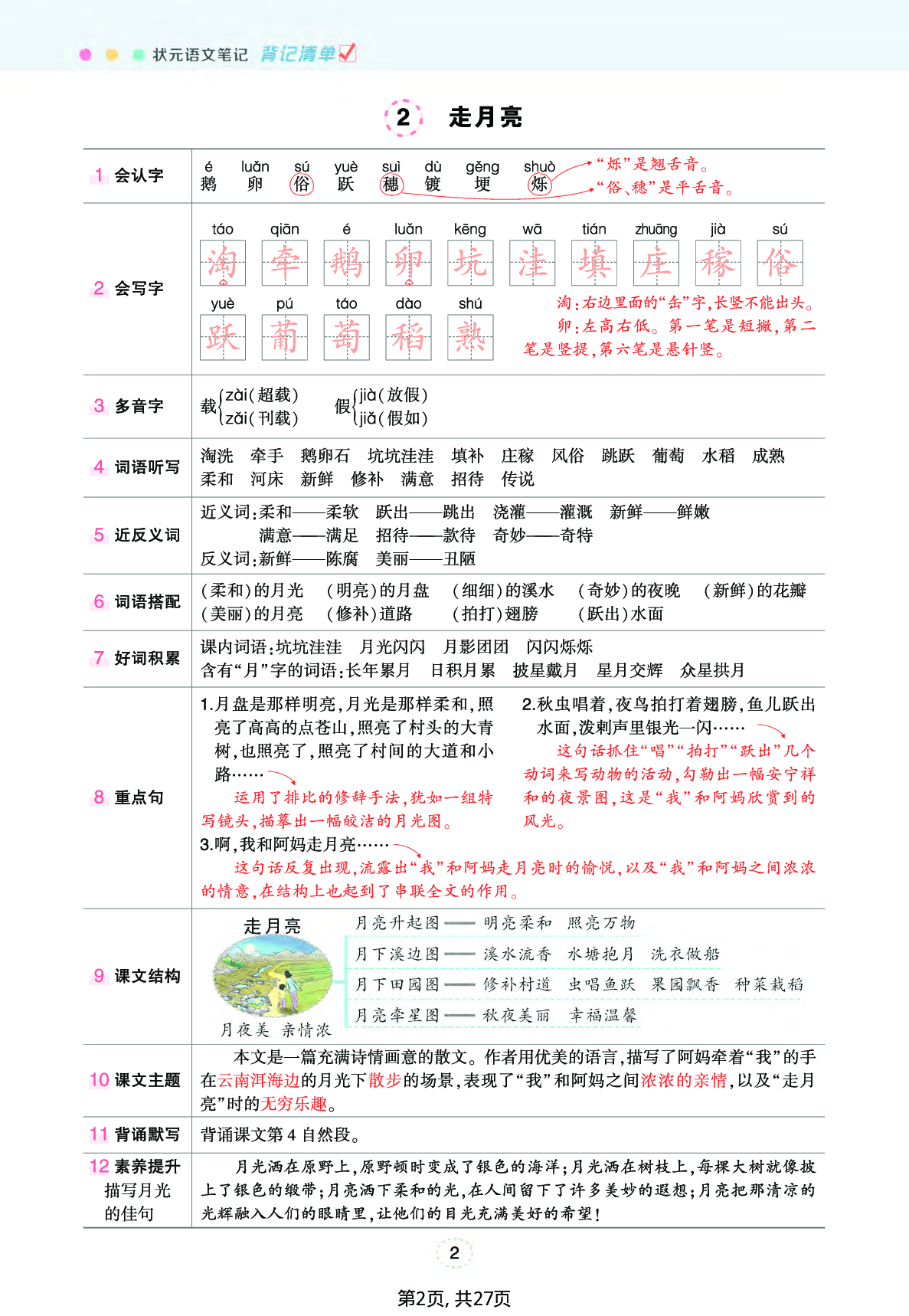 四年级上册语文状元笔记（背记清单）共27页.pdf 第2页