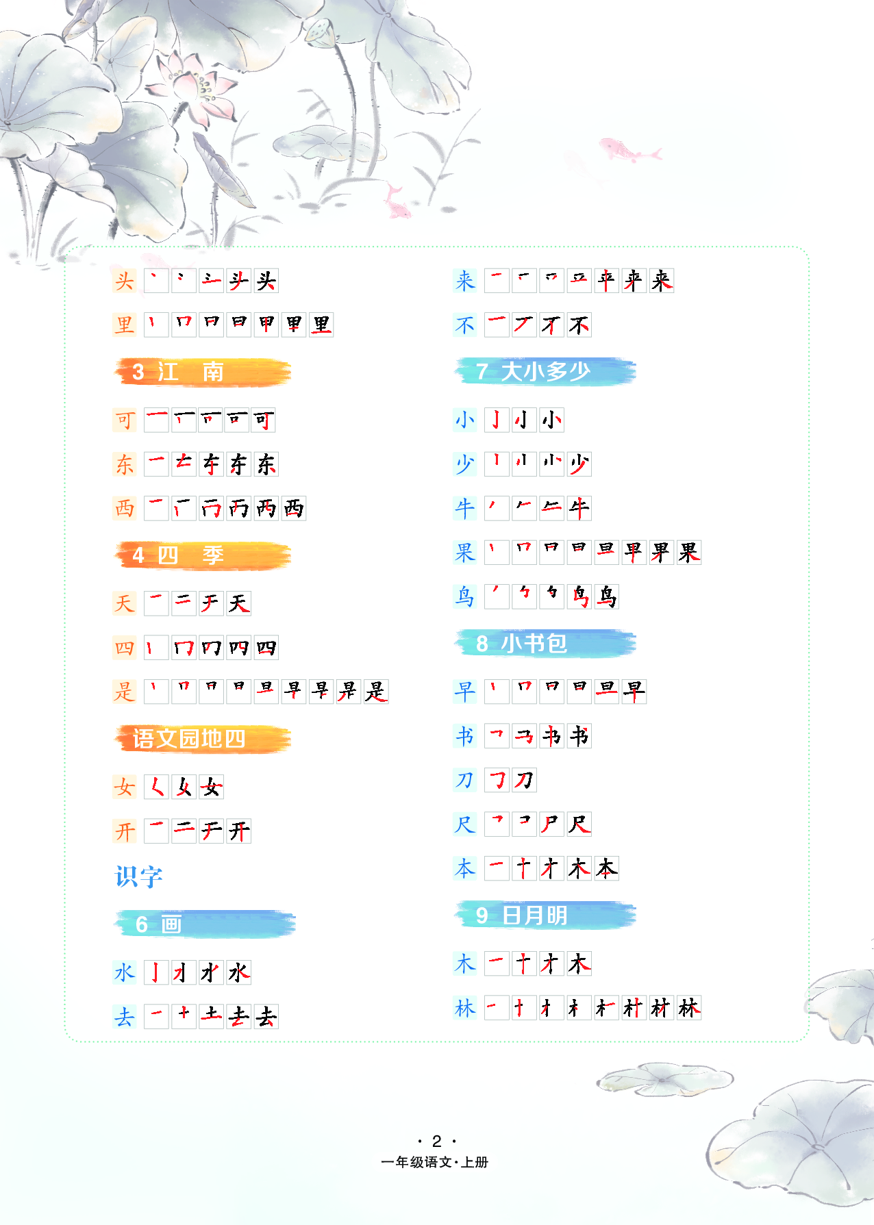 小学一年级上册课文识字-会写字笔顺.pdf 第2页