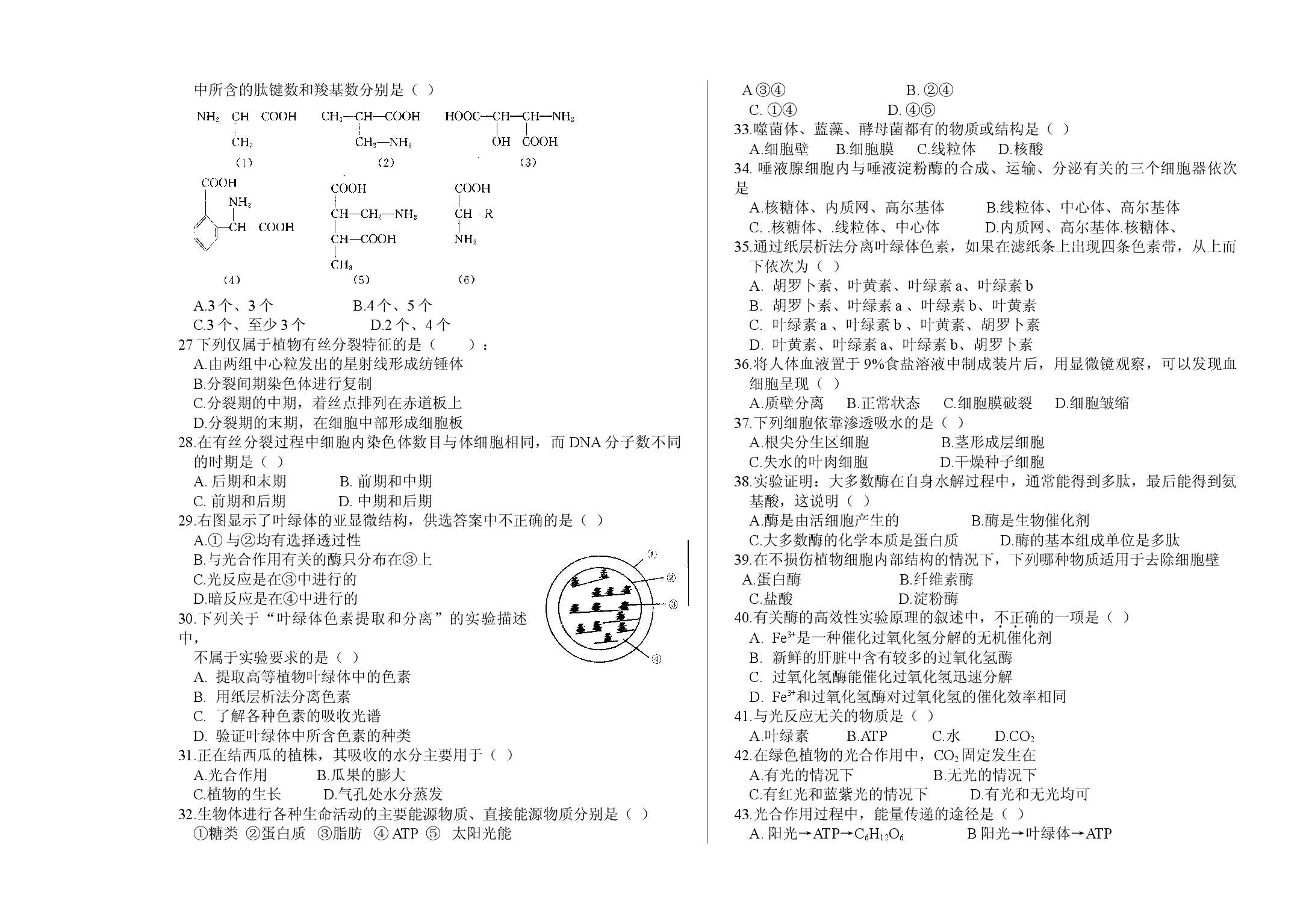 高二生物第一学期期中检测试卷.doc 第2页