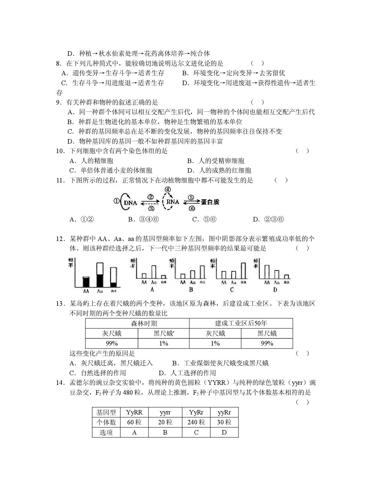 高二生物暑期作业测验题.doc 第2页