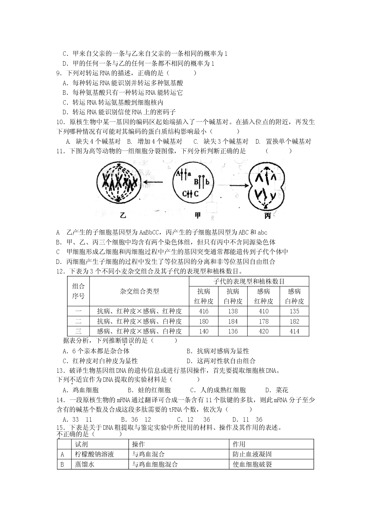 高二生物遗传与进化模块测试试题.doc 第2页