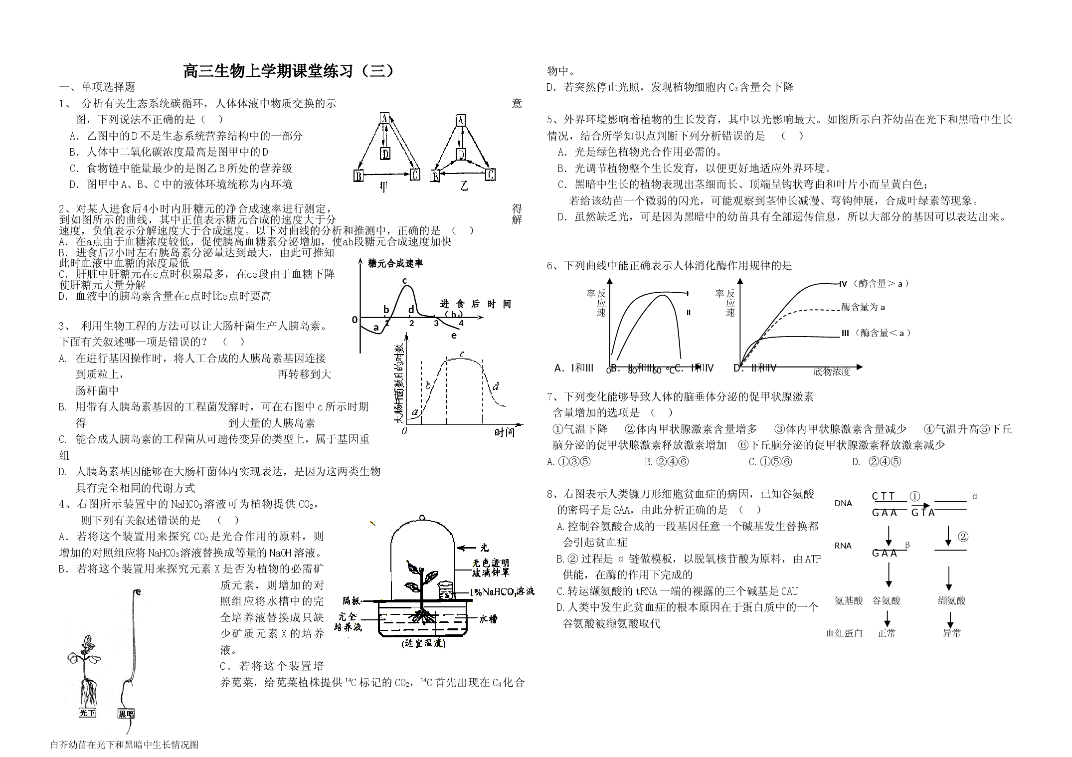 高三生物上学期课堂练习2.doc 第1页