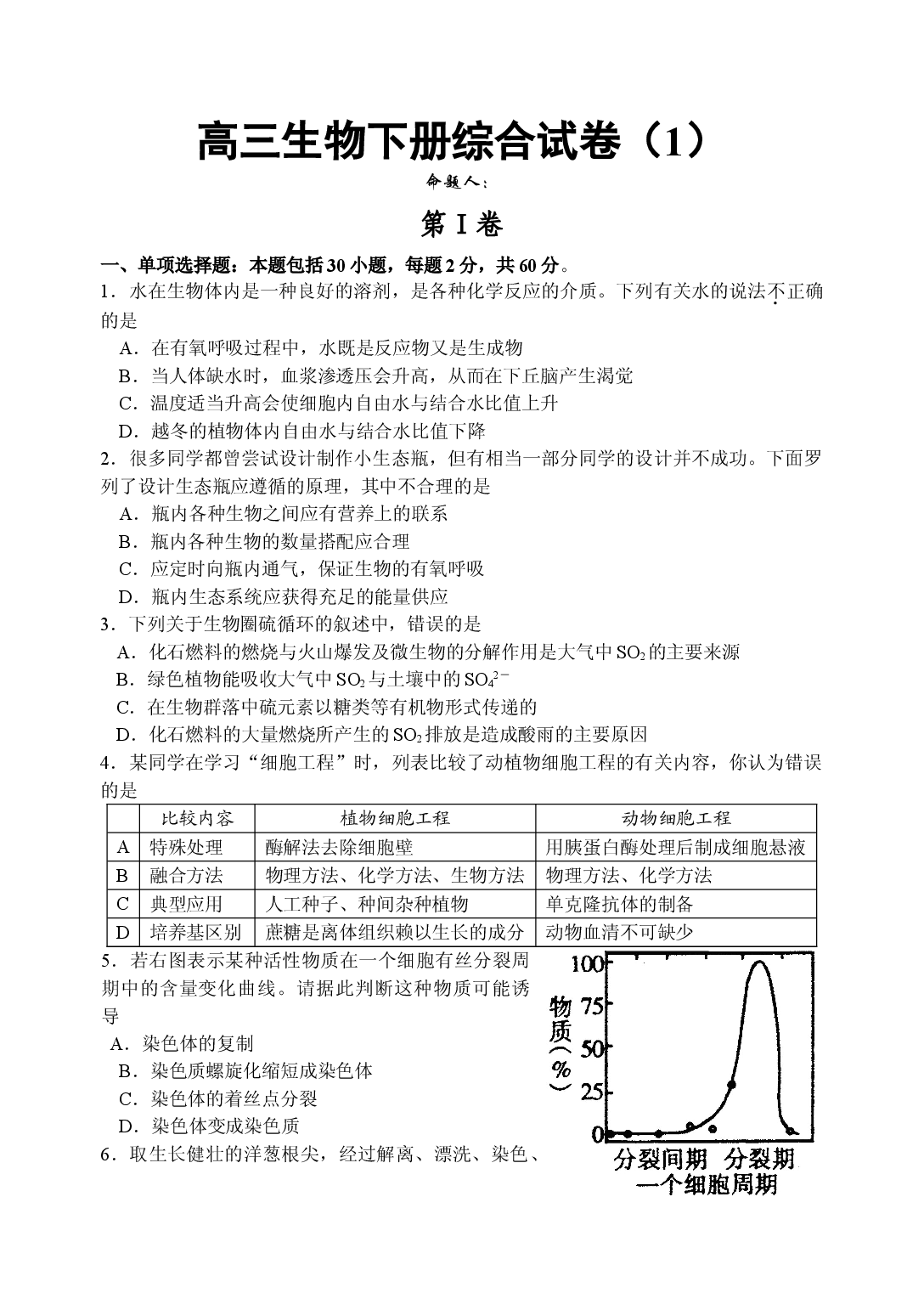 高三生物下册综合试卷1.doc 第1页