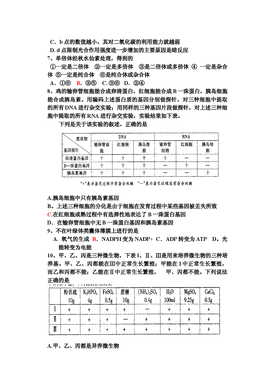 高三生物优秀生辅导练习题.doc 第2页