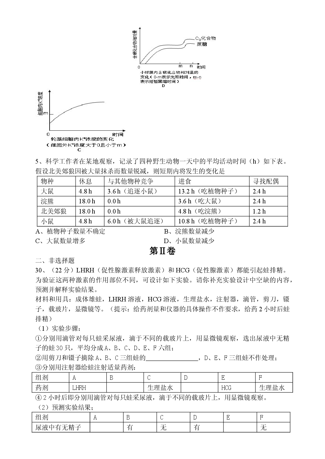 高中毕业班生物质量检查试题.doc 第2页
