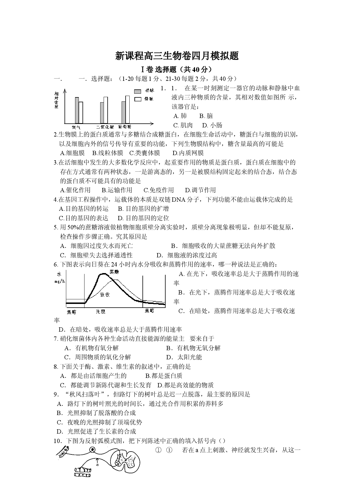 新课程高三生物卷四月模拟题.doc 第1页